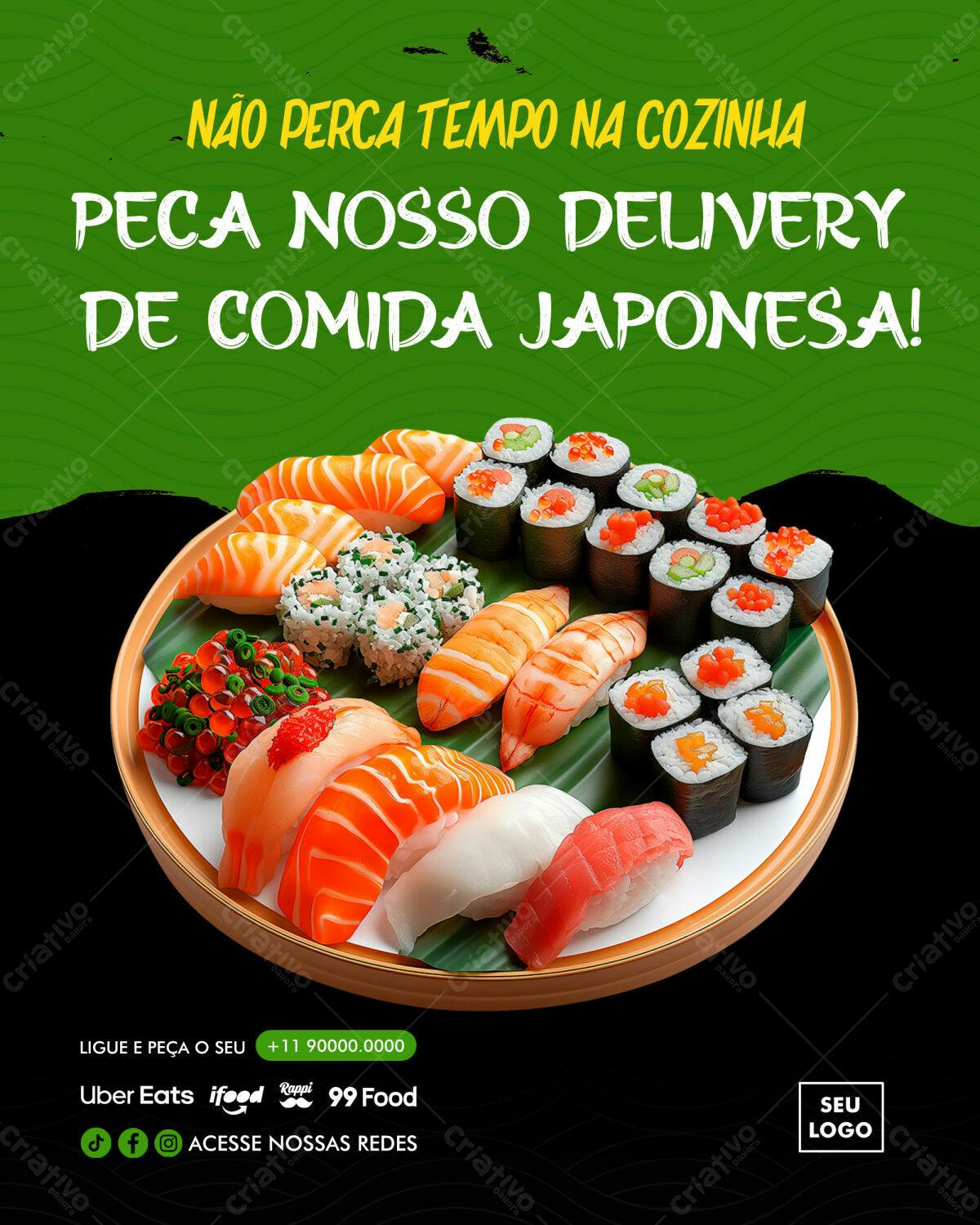 Flyer Delivery de Comida Japonesa PSD Editável