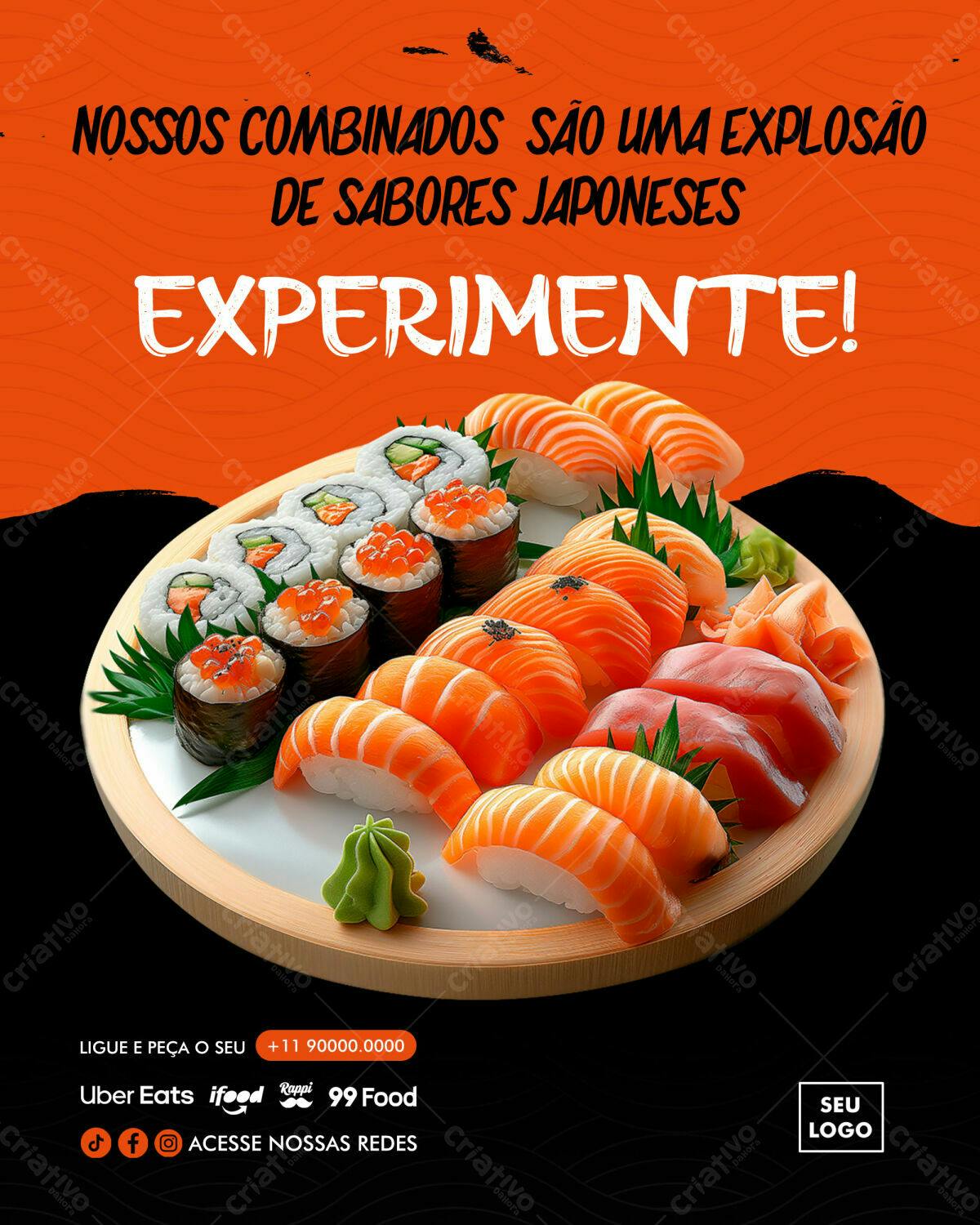 Flyer para Restaurante Japonês PSD Editável