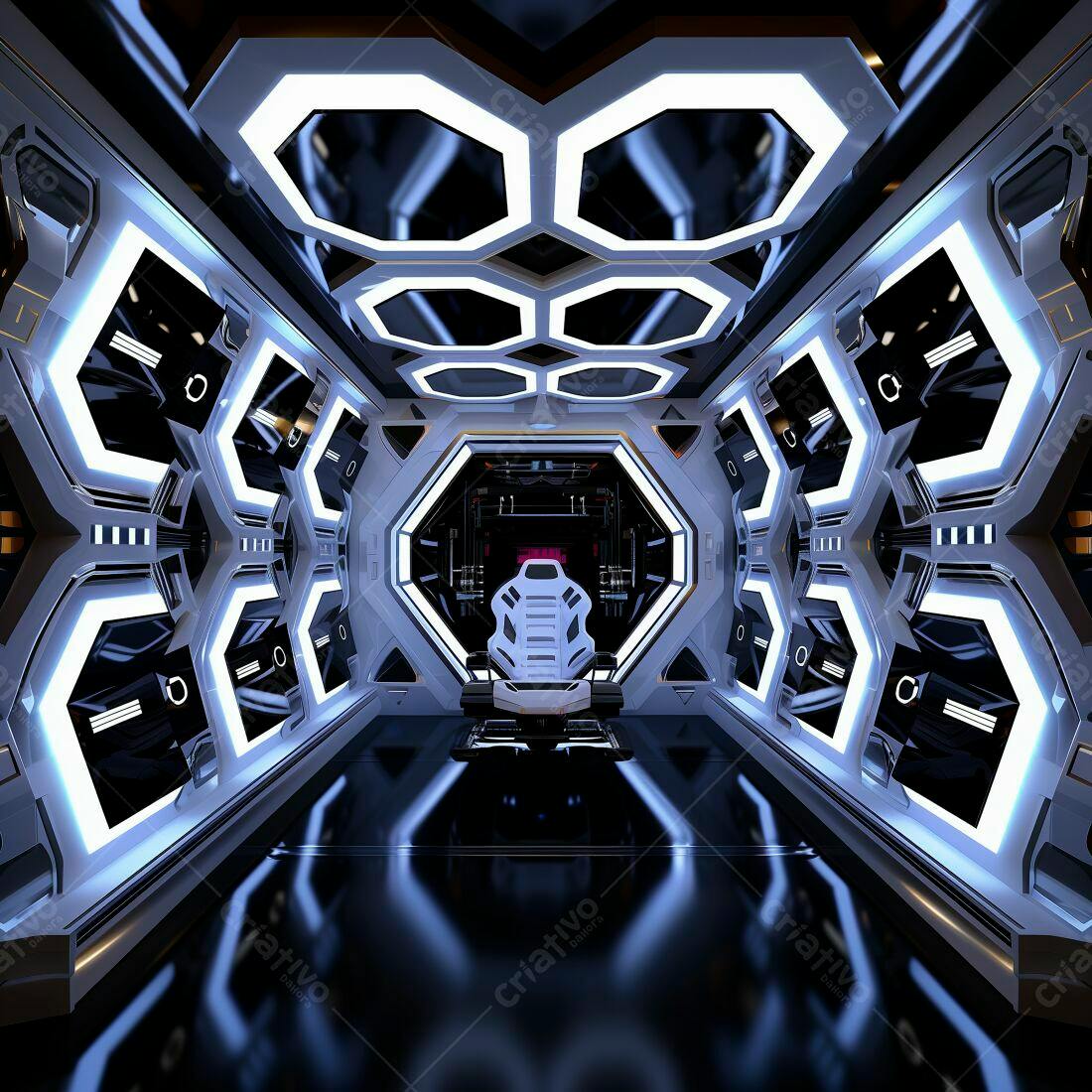 Nave espacial futurista interior cadeira