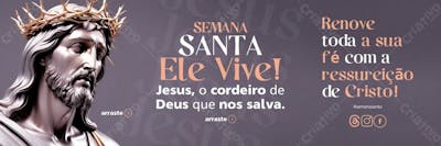 Carrossel Semana Santa Ele Vive Social Media Psd Editável