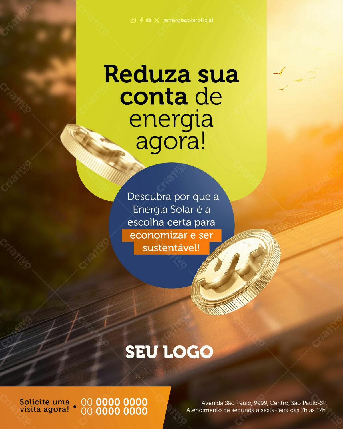 Flyer para Energia Solar PSD Editável