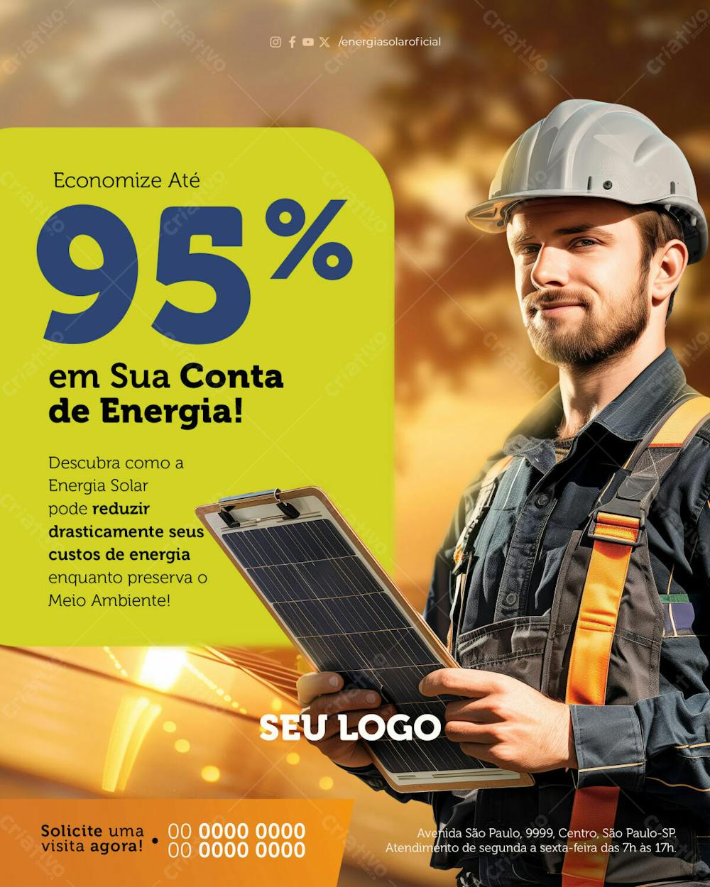 Feed   Energia Solar   Economize Até 95% Em Sua Conta De Energia   Psd Editável