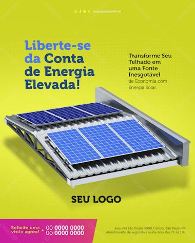 Feed energia solar liberte se da conta de energia elevada psd editável