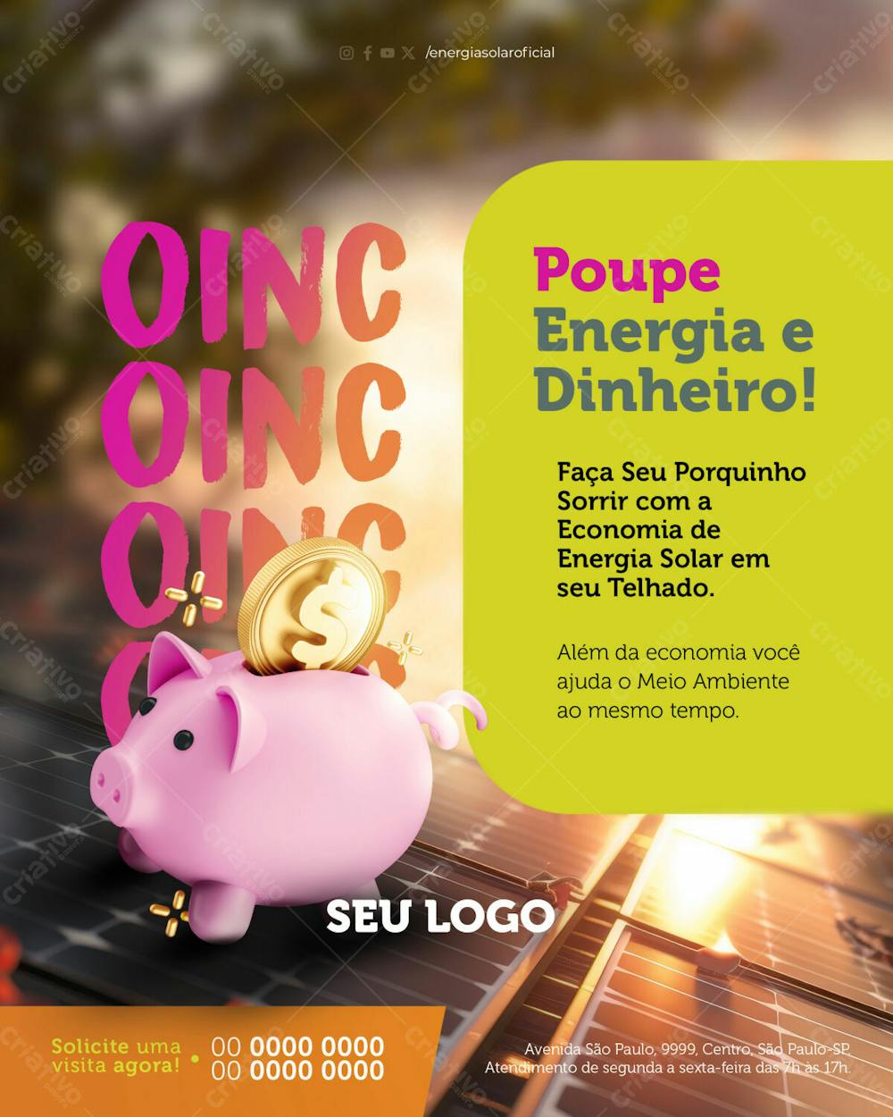 Feed   Energia Solar   Oinc Oinc Faça Seu Porquinho Sorrir Com A Economia De Energia Solar   Psd Editável