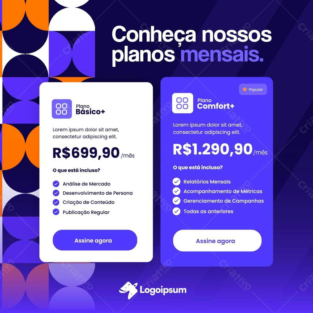Flyer de Planos Mensais PSD Editável