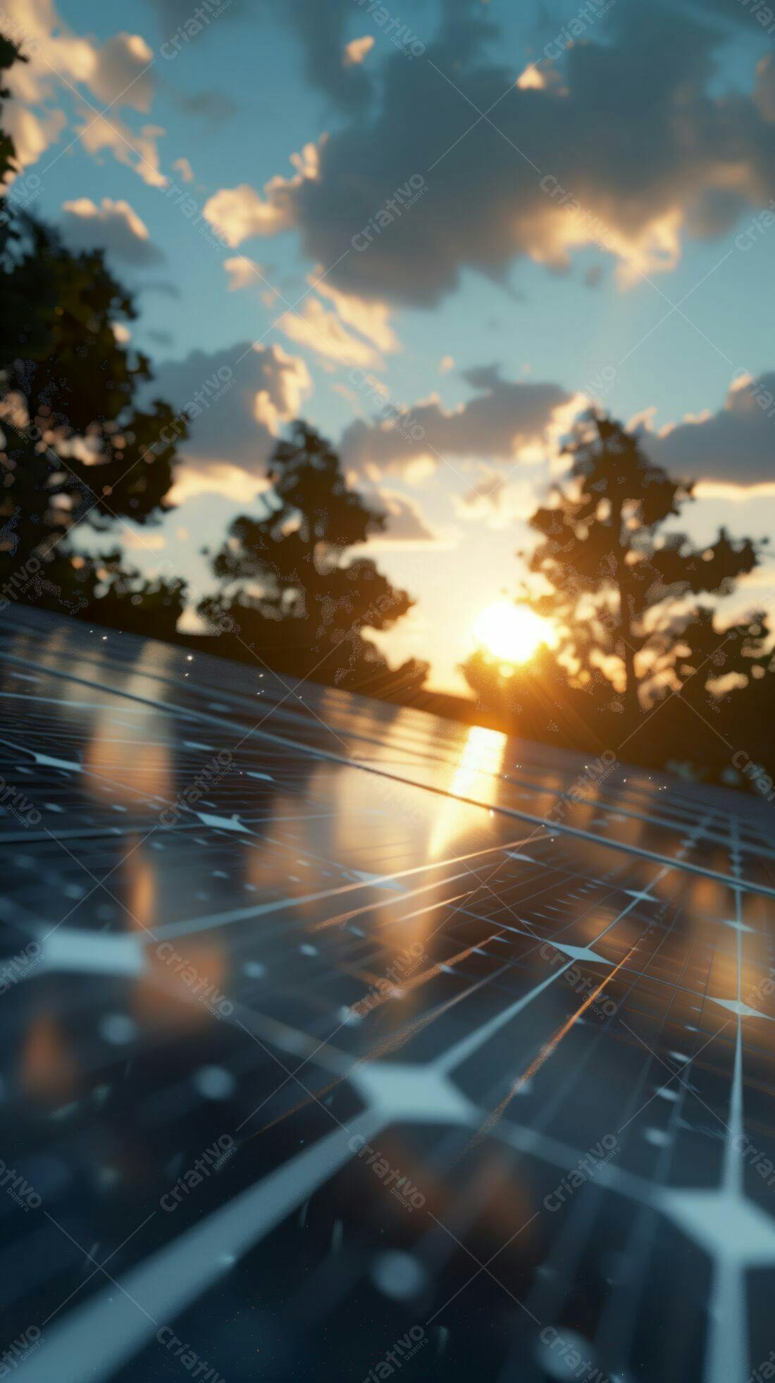 Painel Solar ao Pôr do Sol