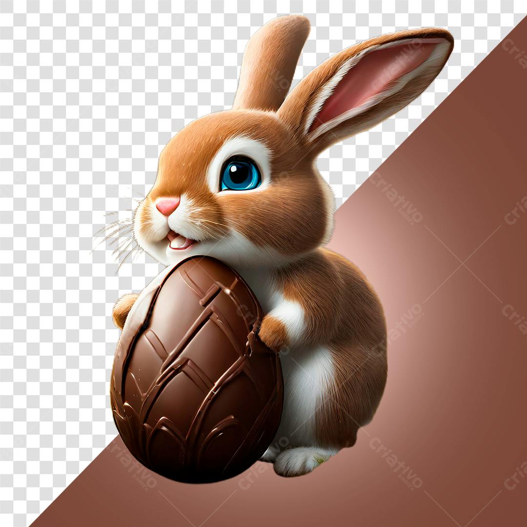 Icone Páscoa Coelho com Ovo de Chocolate PNG com fundo transparente