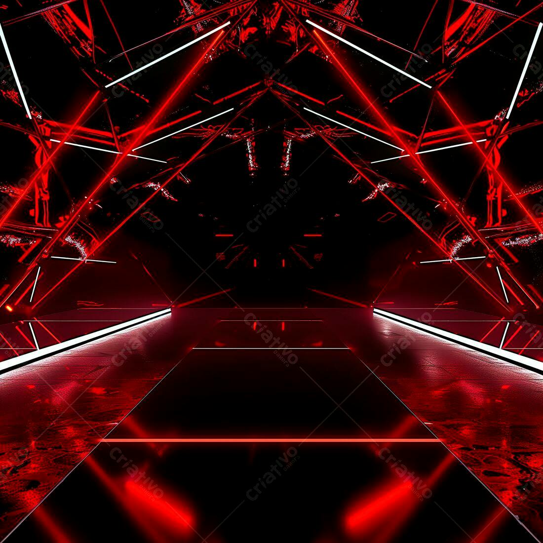Ambiente futurista vermelho e preto