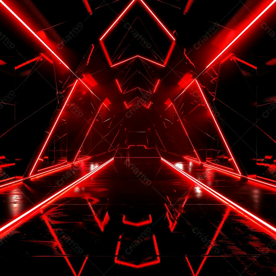 Corredor futurista vermelho neon