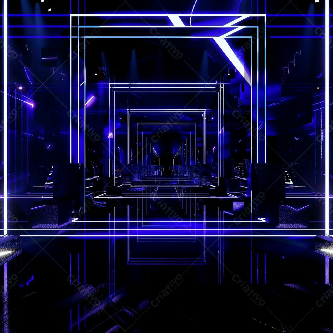 Clube noturno futurista com iluminação azul