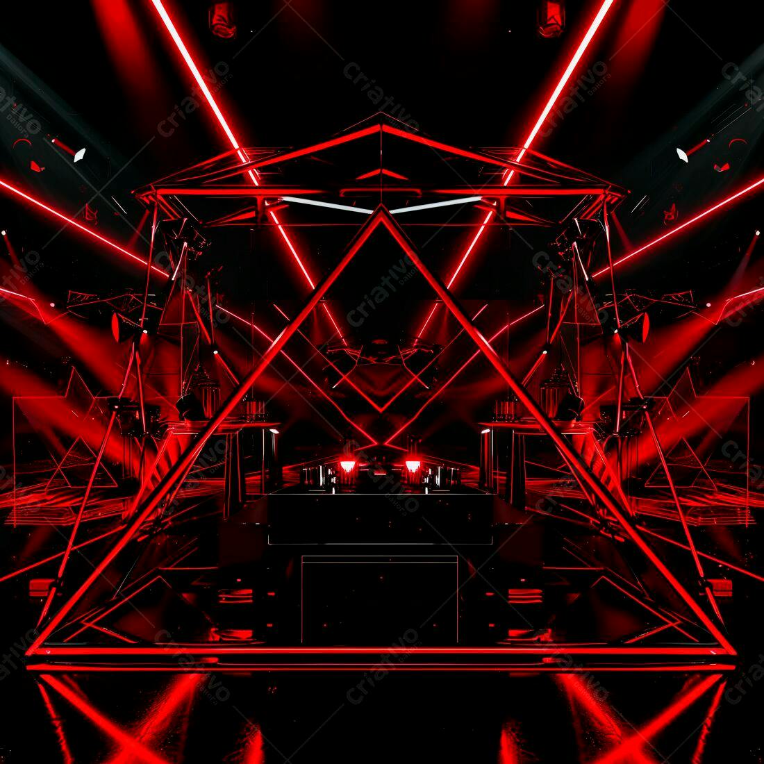 Ambiente noturno vermelho com iluminação neon