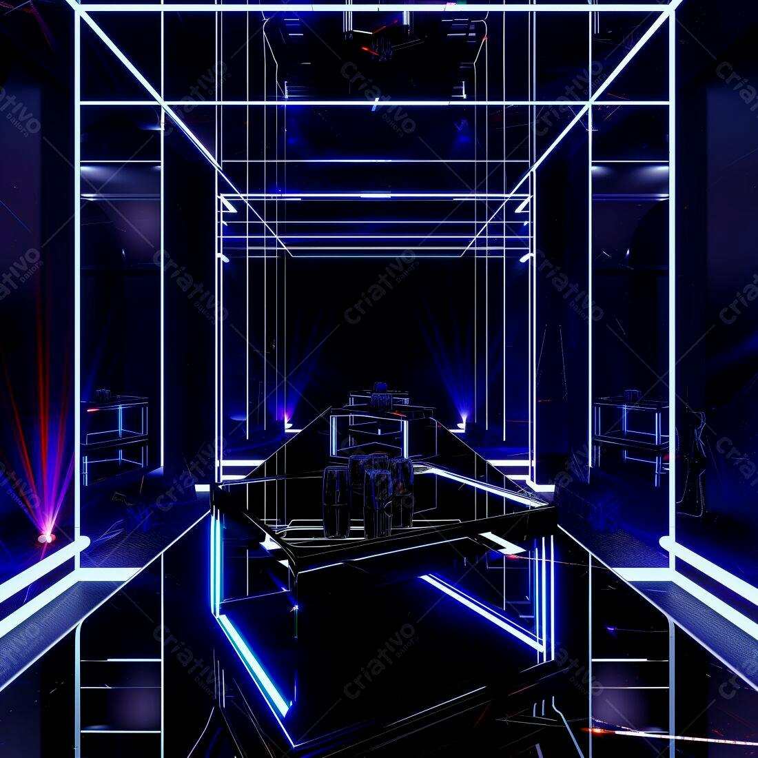 Ambiente noturno futurista com iluminação neon