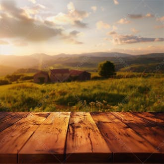 Mesa de madeira | fazenda | campo | background | imagem para composição