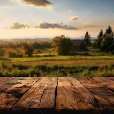 Mesa de madeira | fazenda | campo | background | imagem para composição