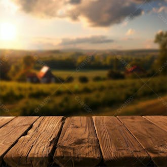 Mesa de madeira | fazenda | campo | background | imagem para composição