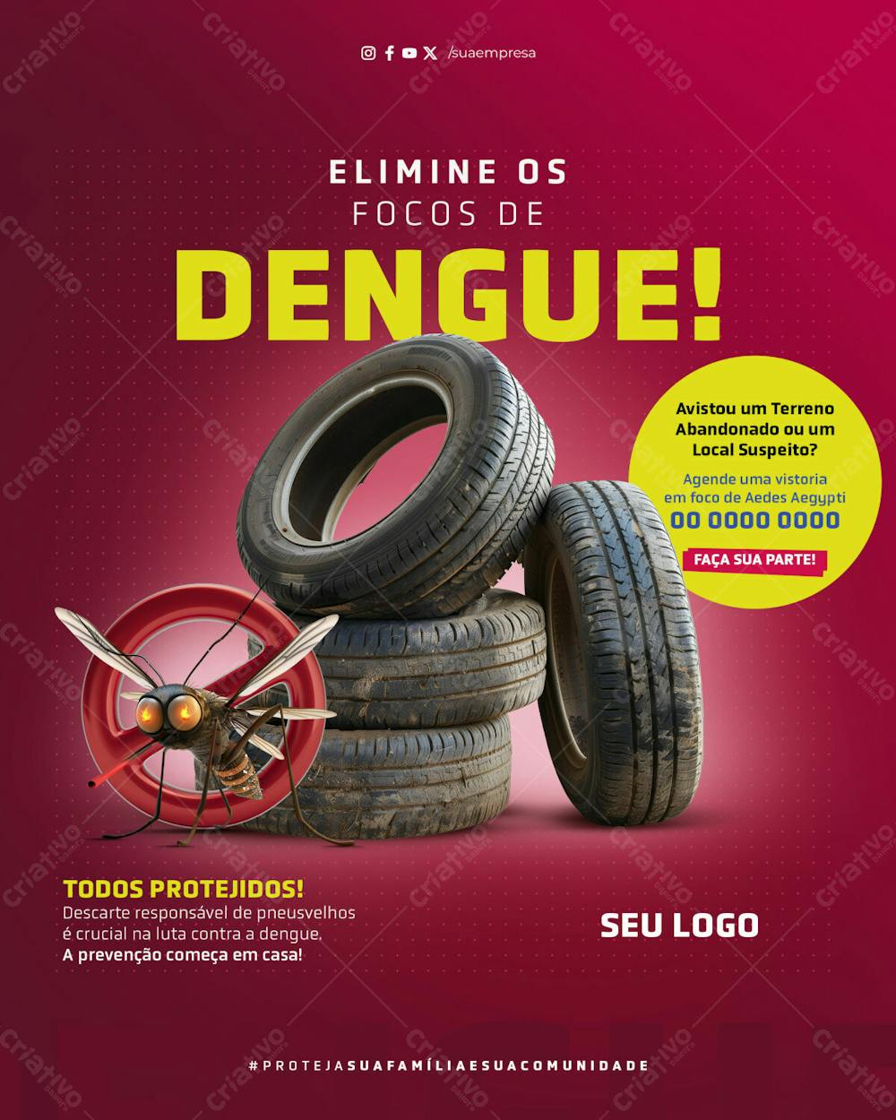 Feed   Campanha Dengue   Elimine Os Focos De Dengue   Todos Protegidos Contra A Dengue   Psd Editável