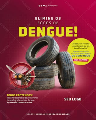 Feed campanha dengue elimine os focos de dengue todos protegidos contra a dengue psd editável