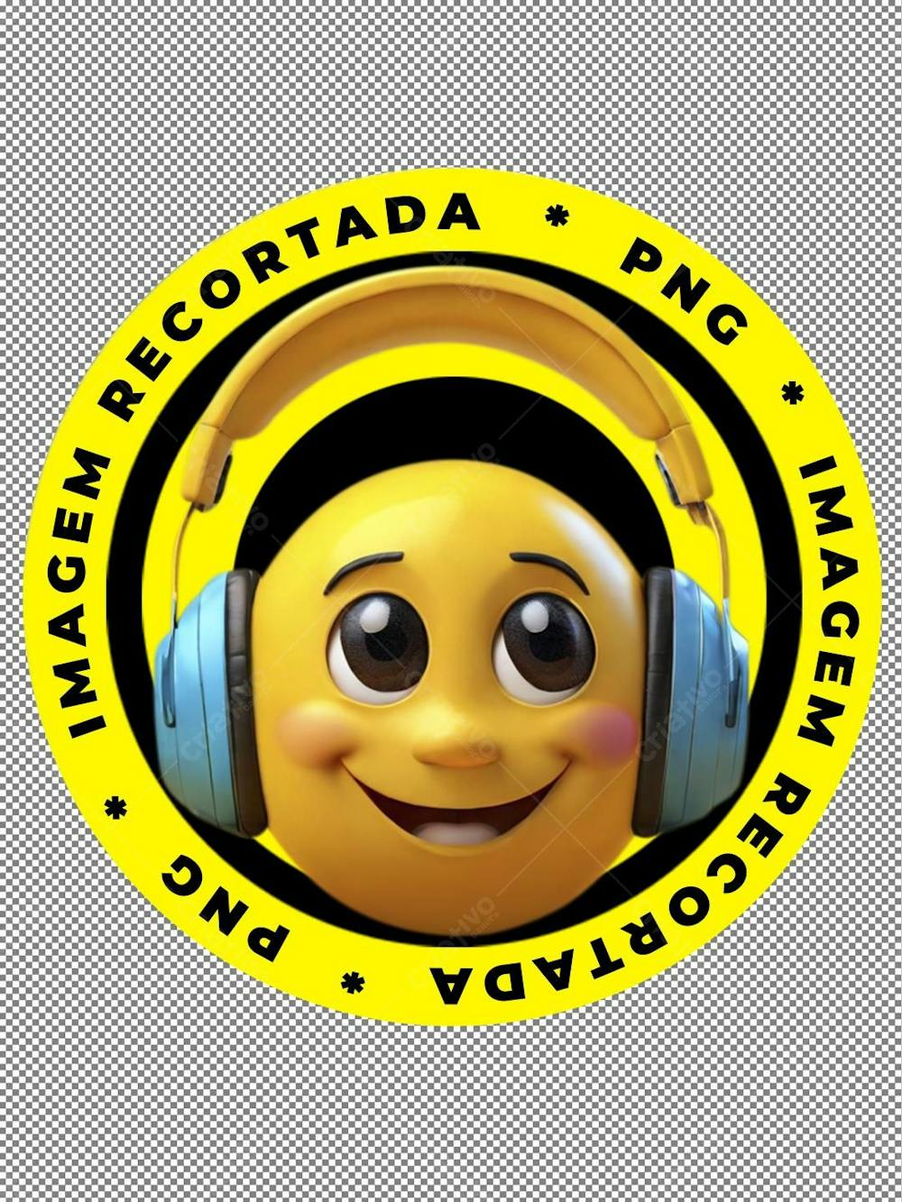 Emoji 3D, Fone De Ouvido, Emoji Feliz, Emoji Animado