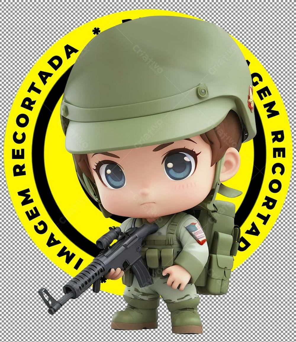 Mascote, Soldado, Fuzileiro, Imagem Recortada, Png, Mini Sol, IA