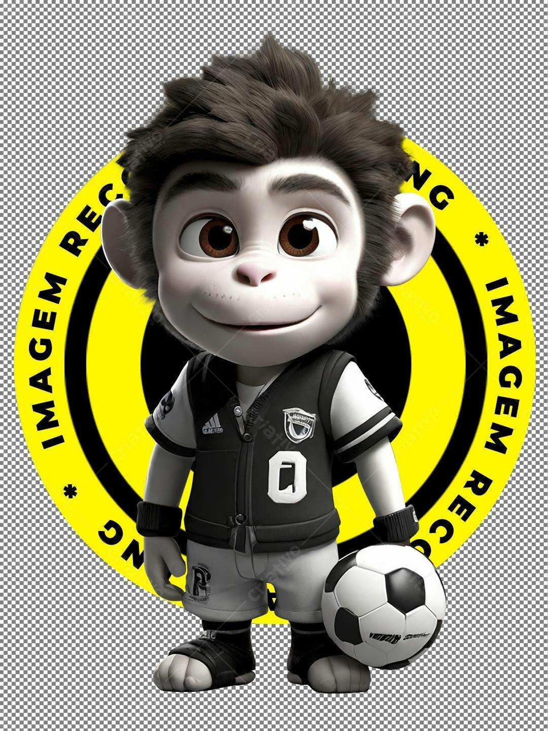 Mascote Macaco Jogador PNG com fundo transparente