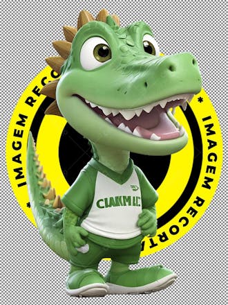 Mascote, lagarto, futebol, bola, imagem 3d, imagem recortada