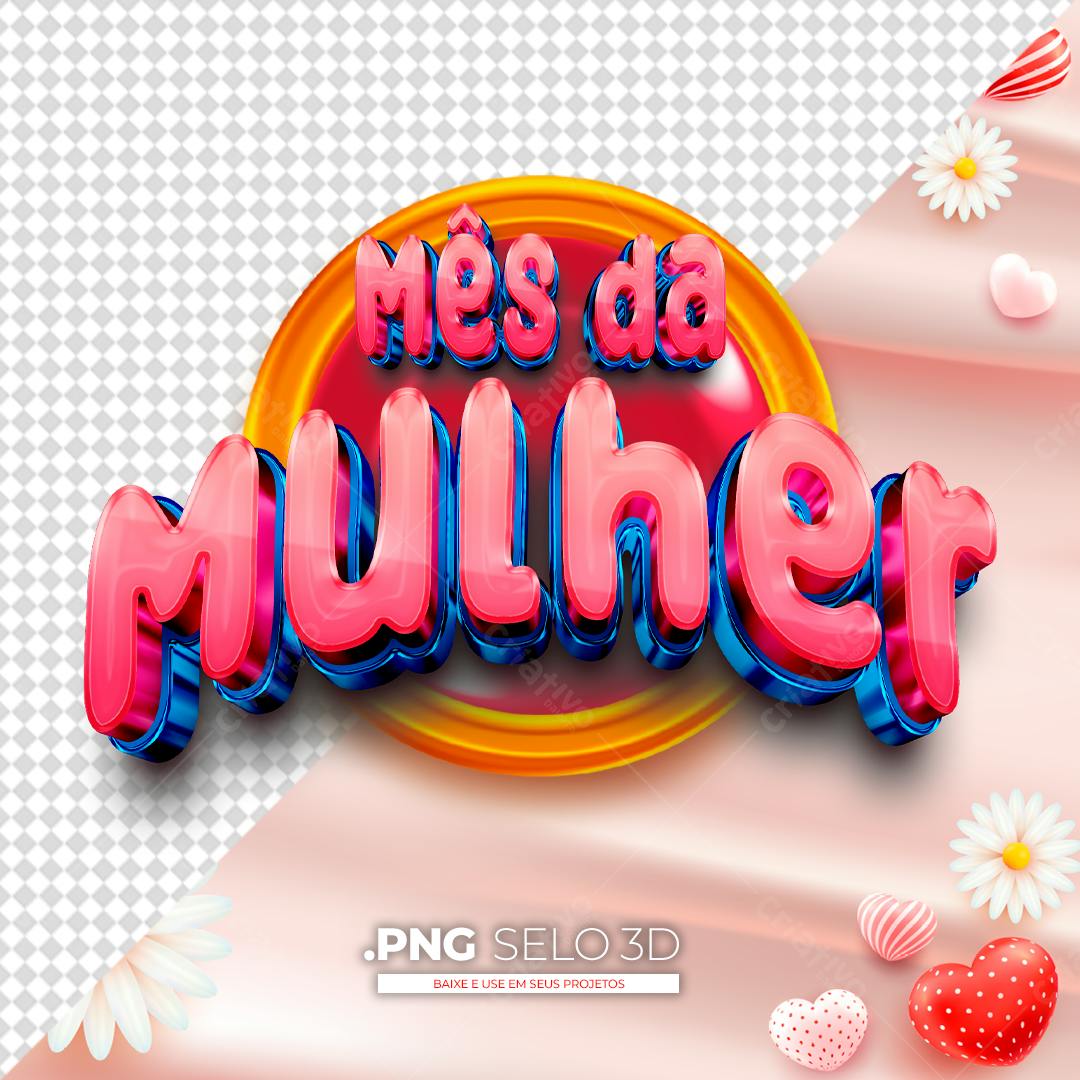 Selo Mês da Mulher PNG com fundo transparente
