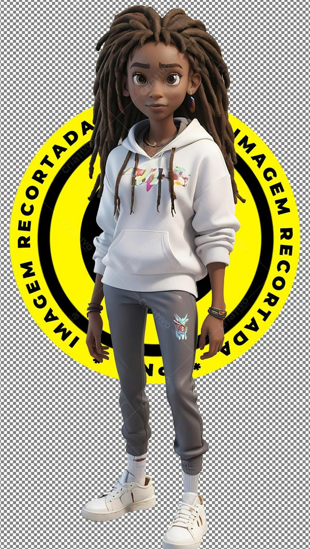 Menina Negra, Dreadlock, Pixar, Disney, Imagem Recortada, IA