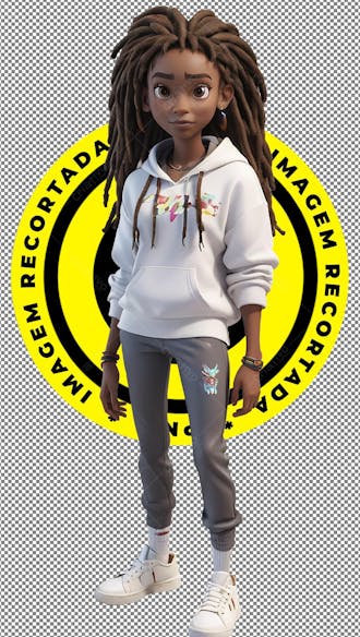 Menina negra, dreadlock, pixar, disney, imagem recortada, ia