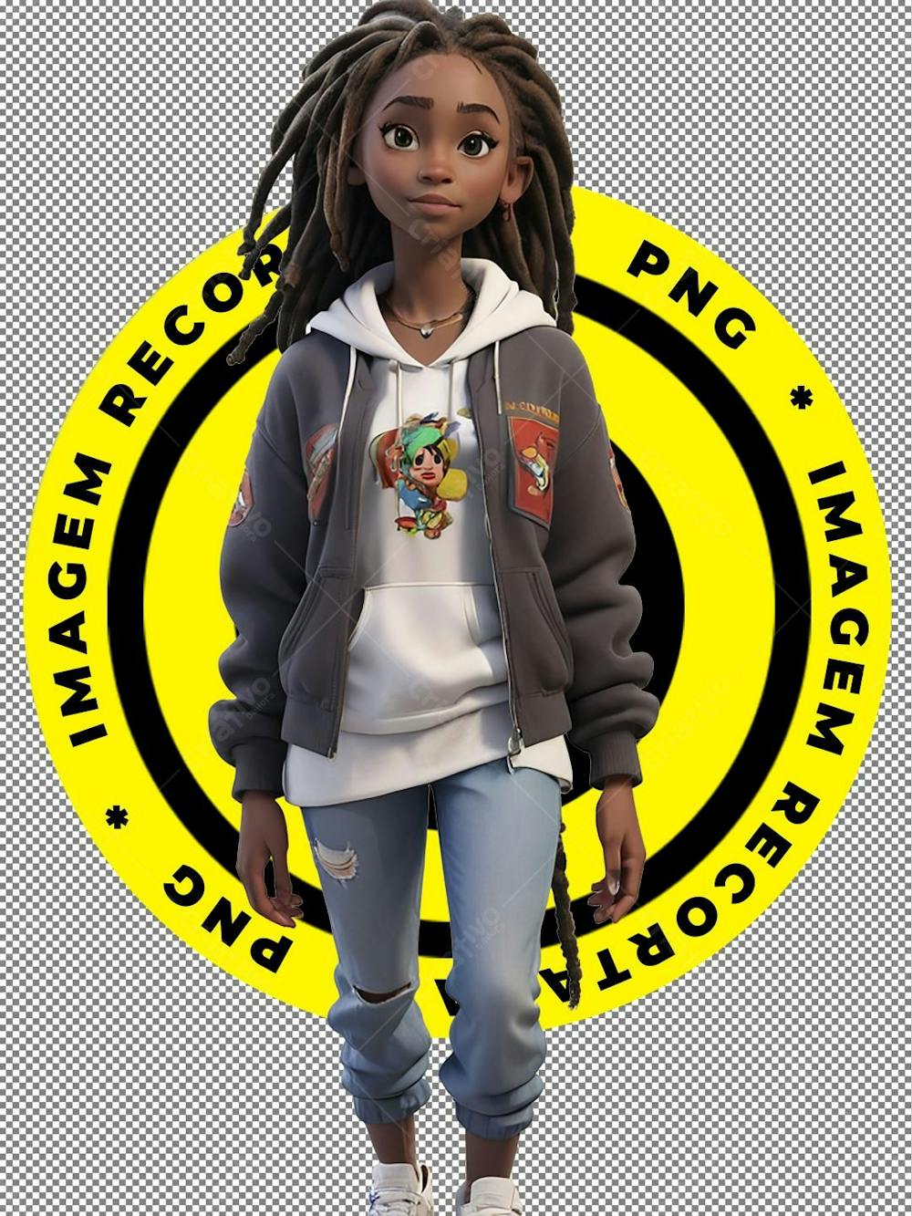 Menina Negra, Dreadlock, Pixar, Disney, Imagem Recortada, IA