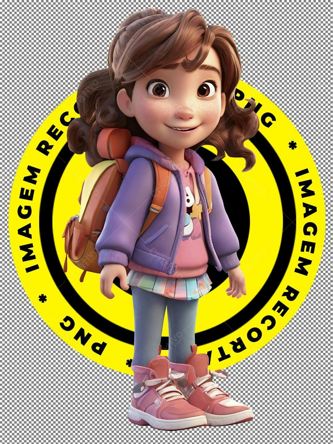 Icone Menina Mochila PNG com fundo transparente