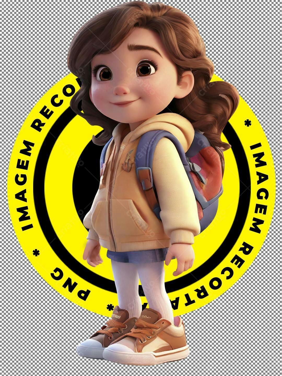 Icone menina mochila escola PNG com fundo transparente