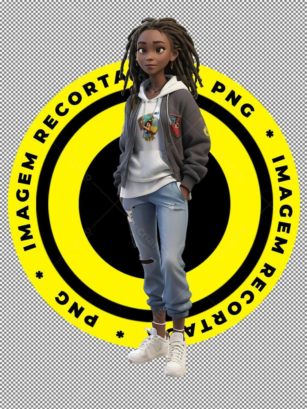 Menina Negra, Dreadlock, Pixar, Disney, Imagem Recortada, IA