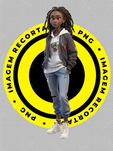 Menina negra, dreadlock, pixar, disney, imagem recortada, ia