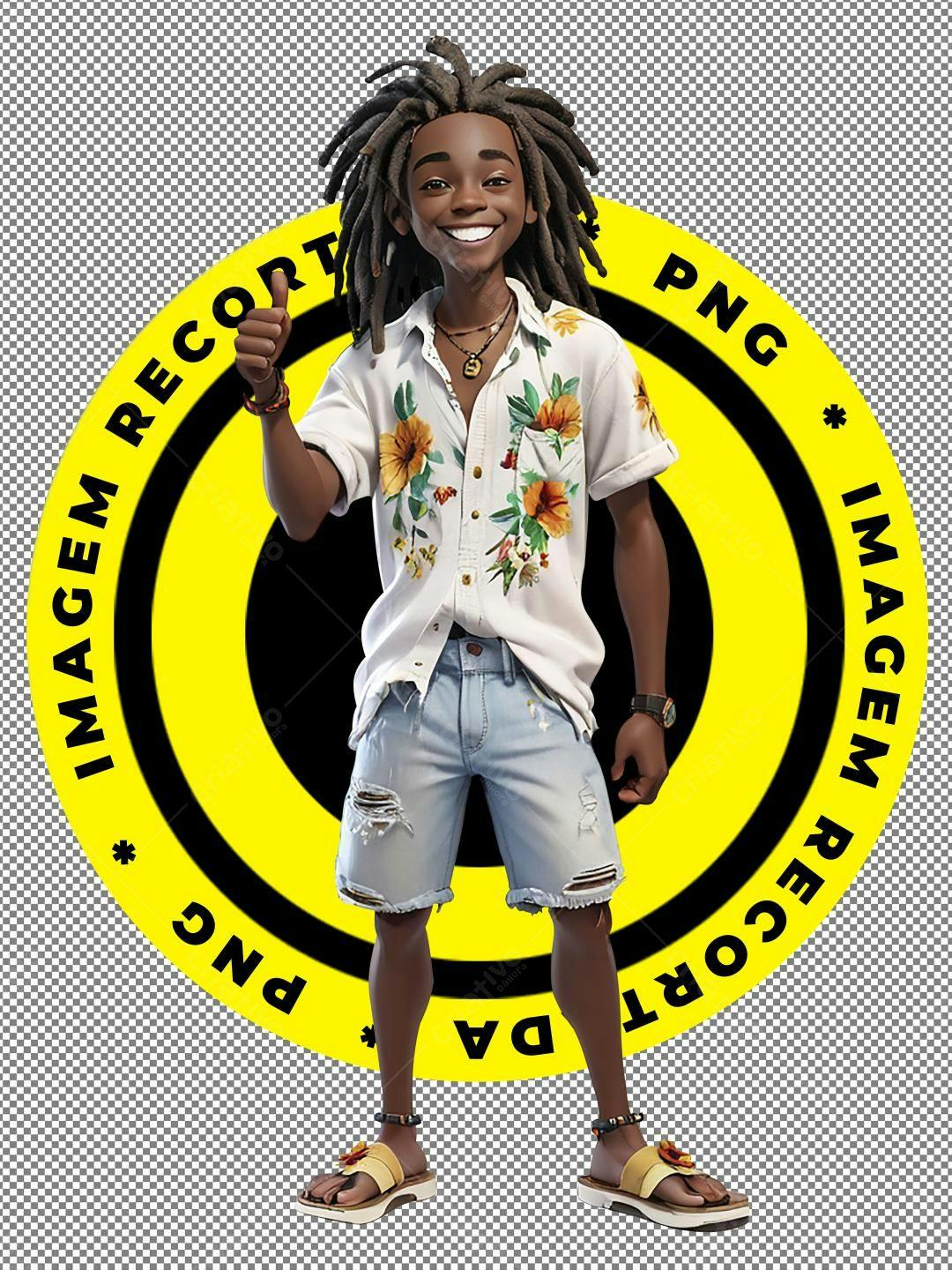 Icone Verão Rapaz Afro PNG com fundo transparente
