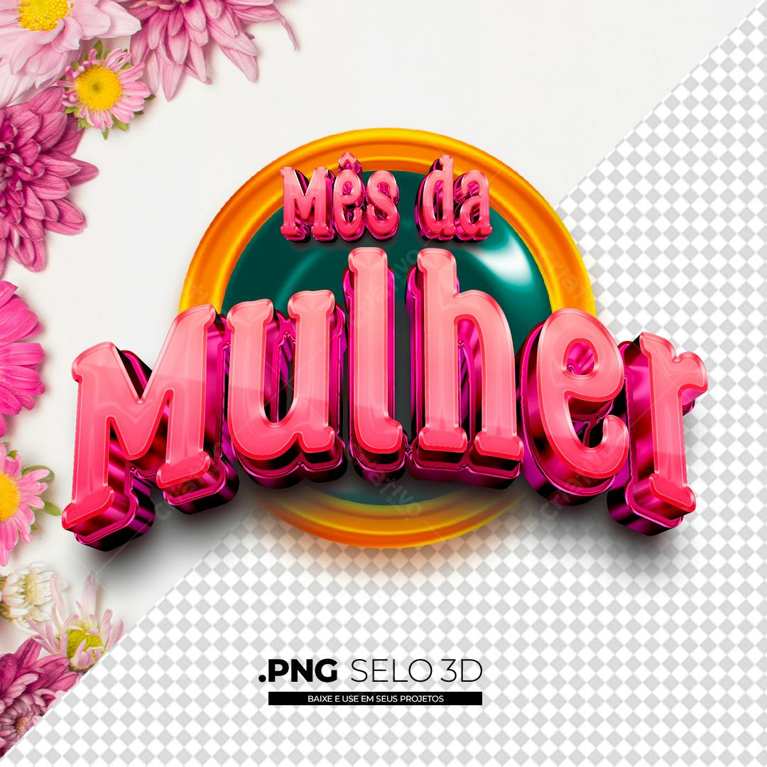 Selo Mes da Mulher PNG com fundo transparente