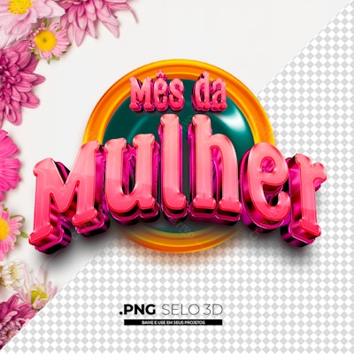 Selo Mes da Mulher PNG com fundo transparente