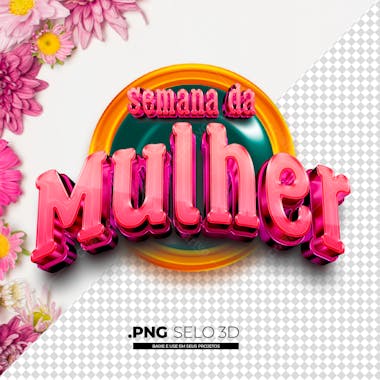 Semana da mulher selo 3d