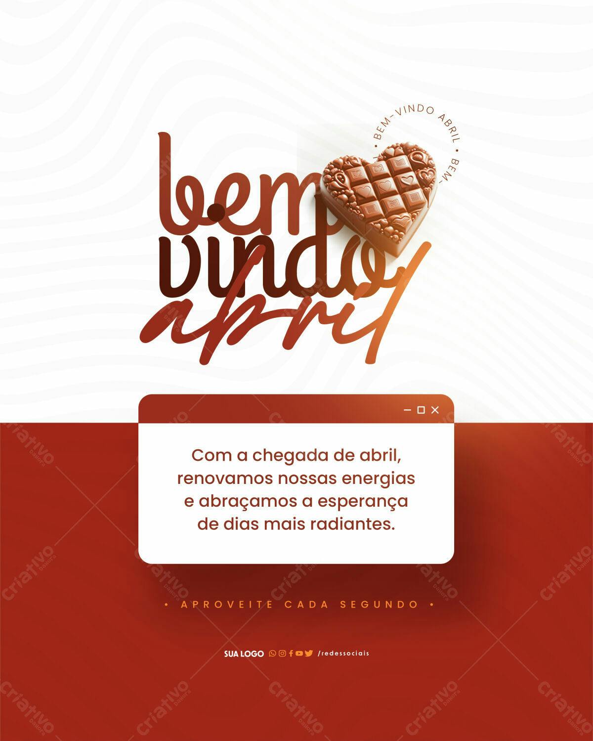 Postagem Boas Vindas Abril PSD Editável