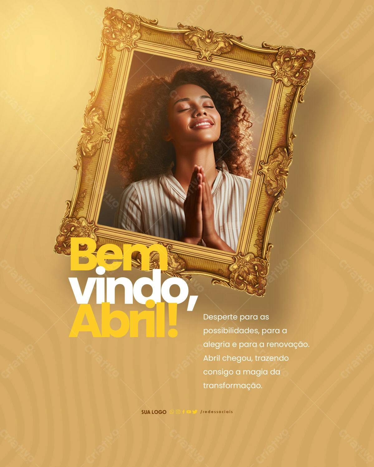 Post para Boas Vindas Abril PSD Editável