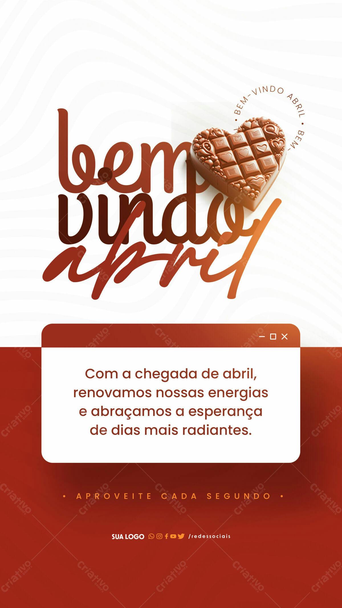 Post para Boas Vindas Abril PSD Editável