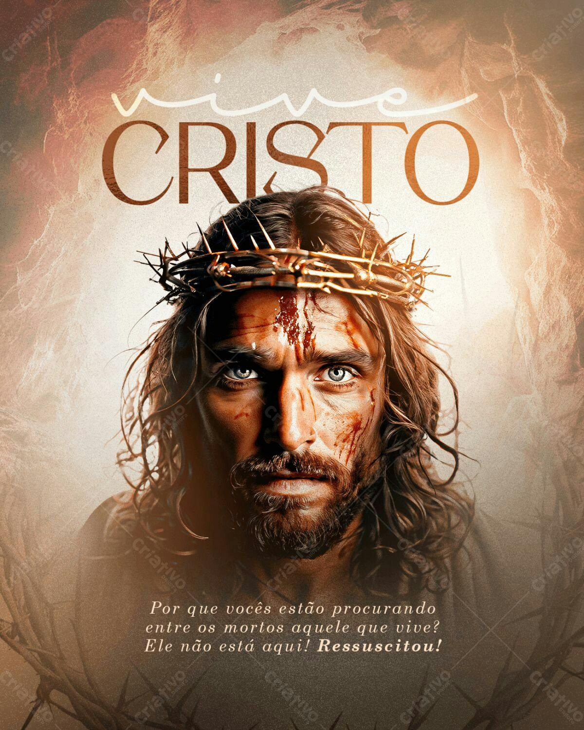 Flyer Páscoa Cristo Ressuscitou PSD Editável