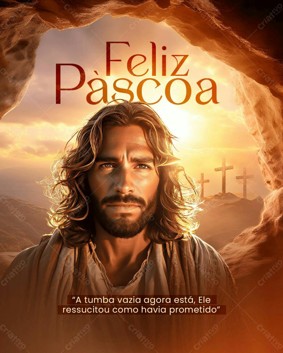 Imagem Páscoa Jesus Ressuscitado PSD Editável
