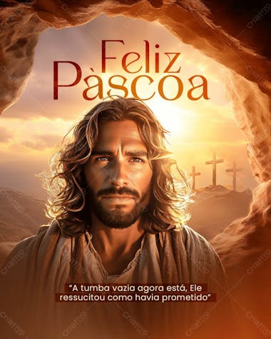 Páscoa jesus cristo está vivo social media