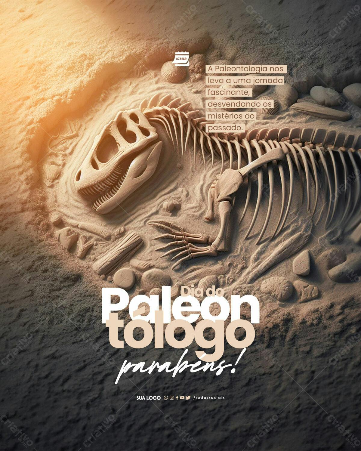 Flyer Dia do Paleontólogo PSD Editável