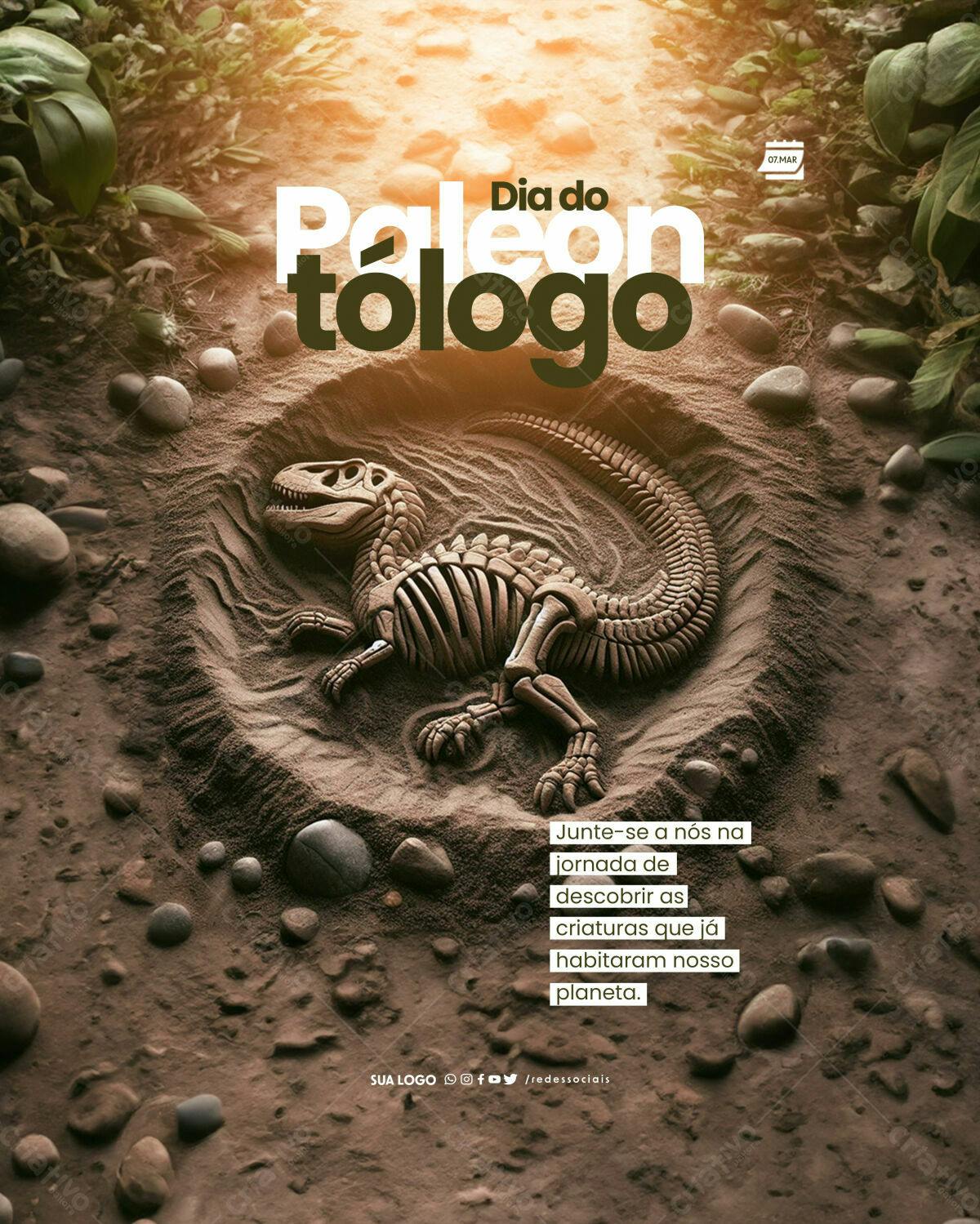 Flyer Dia do Paleontólogo PSD Editável