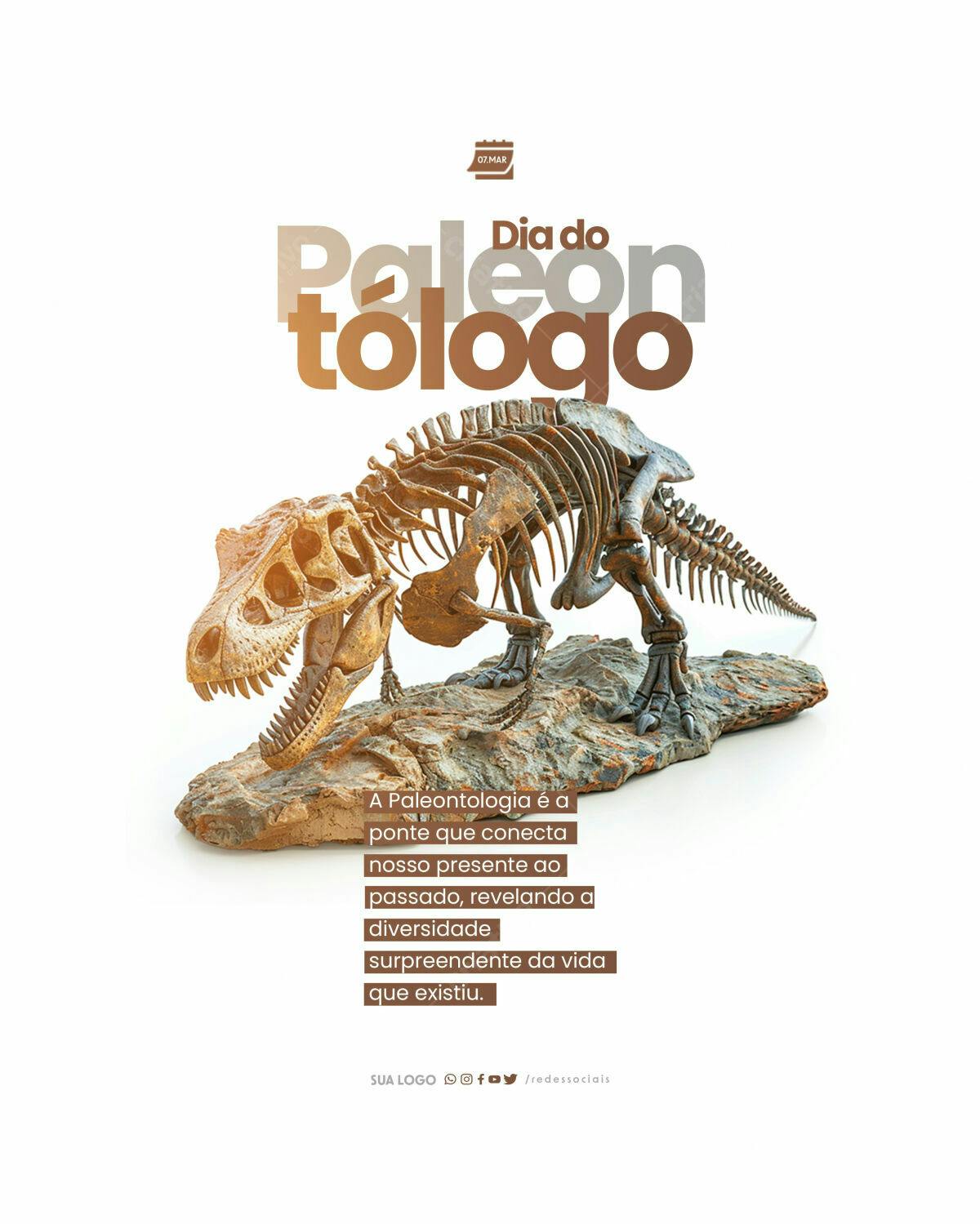 Flyer Dia do Paleontólogo PSD Editável