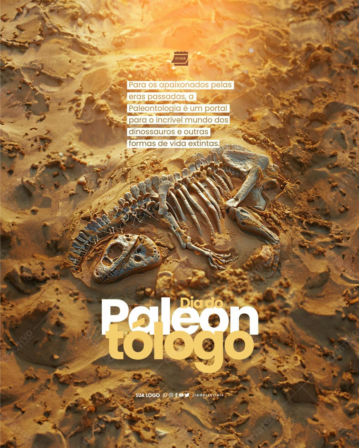Flyer Dia do Paleontólogo PSD Editável