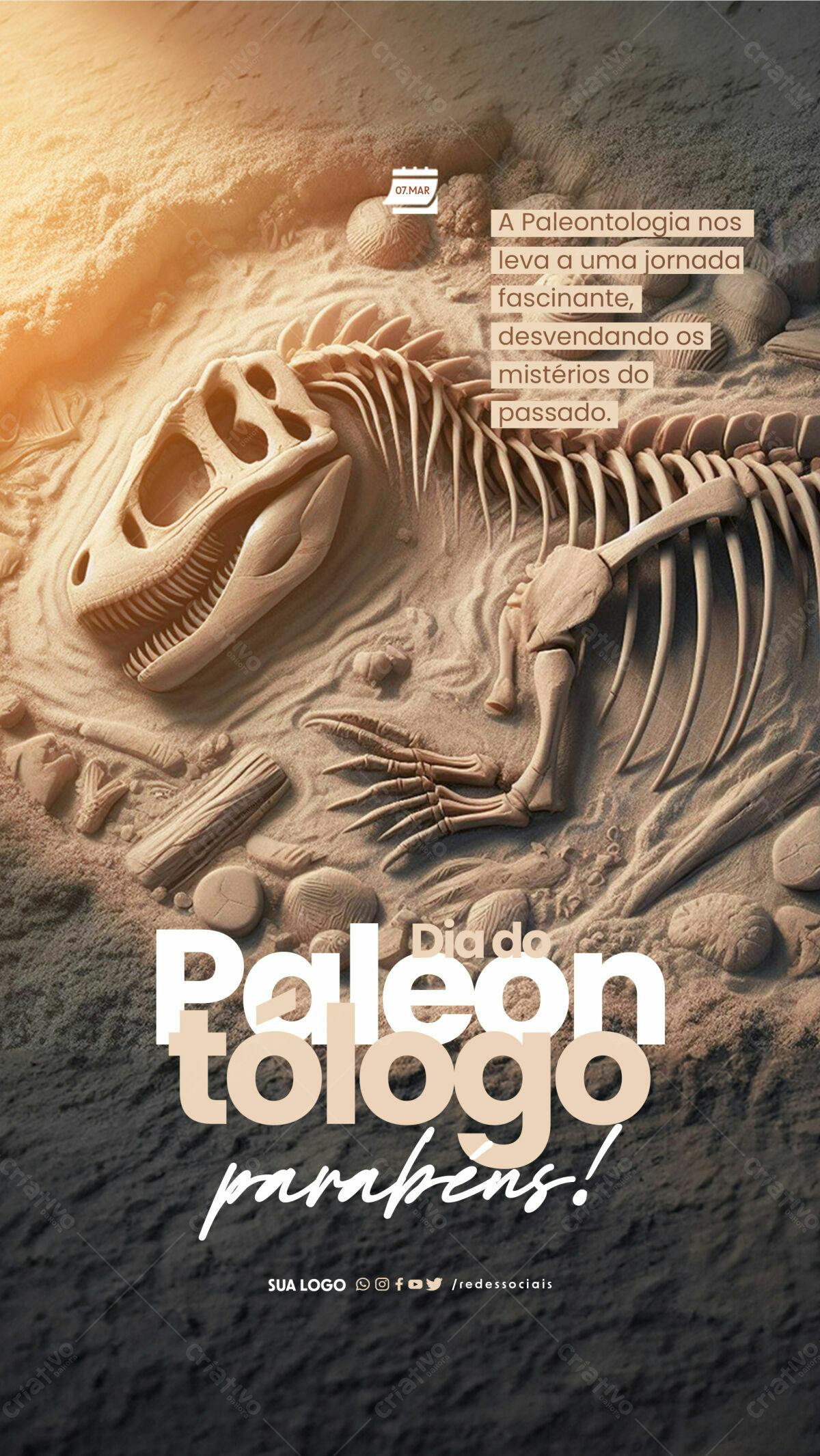 Flyer Dia do Paleontólogo PSD Editável