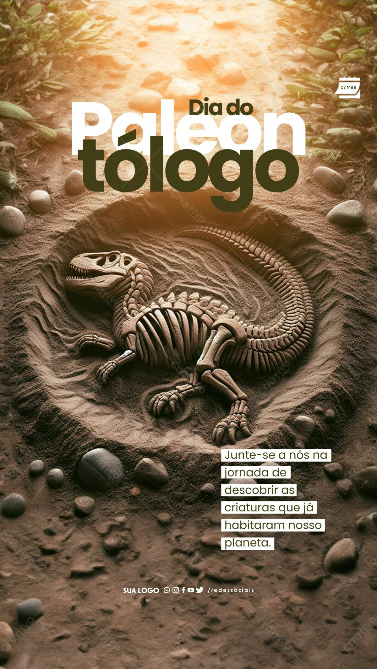 Flyer Dia do Paleontólogo PSD Editável