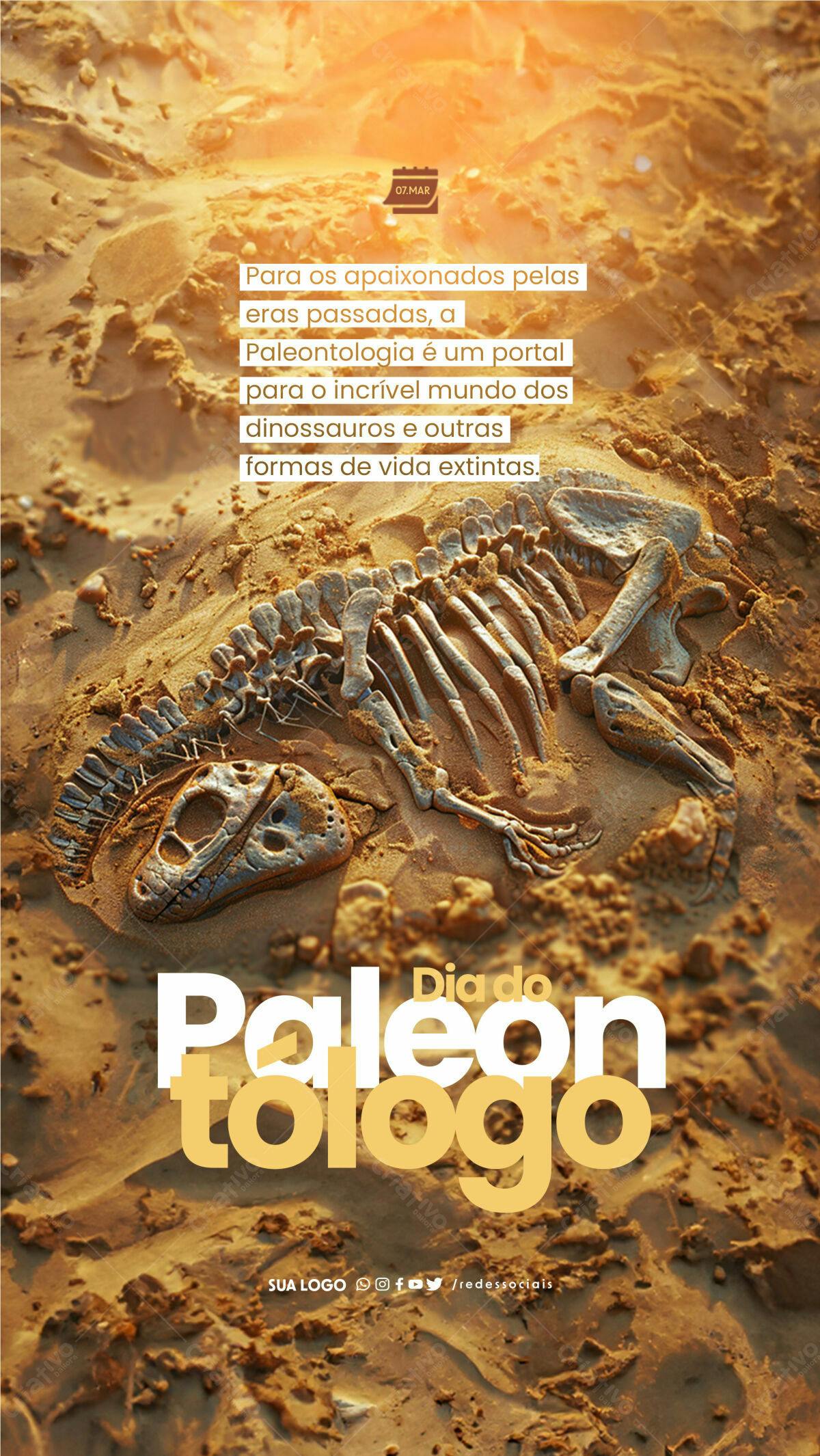 Flyer Dia do Paleontólogo PSD Editável